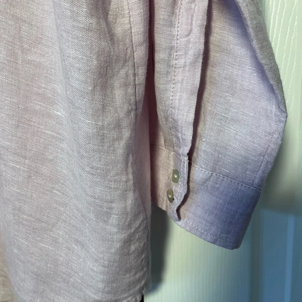 Sigrid Olsen Pink Linen Button Down Cover Up Size Large EUC - Picture 8 of 9